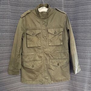 Top Shop Army Green Cotton Utility Jacket Size 2